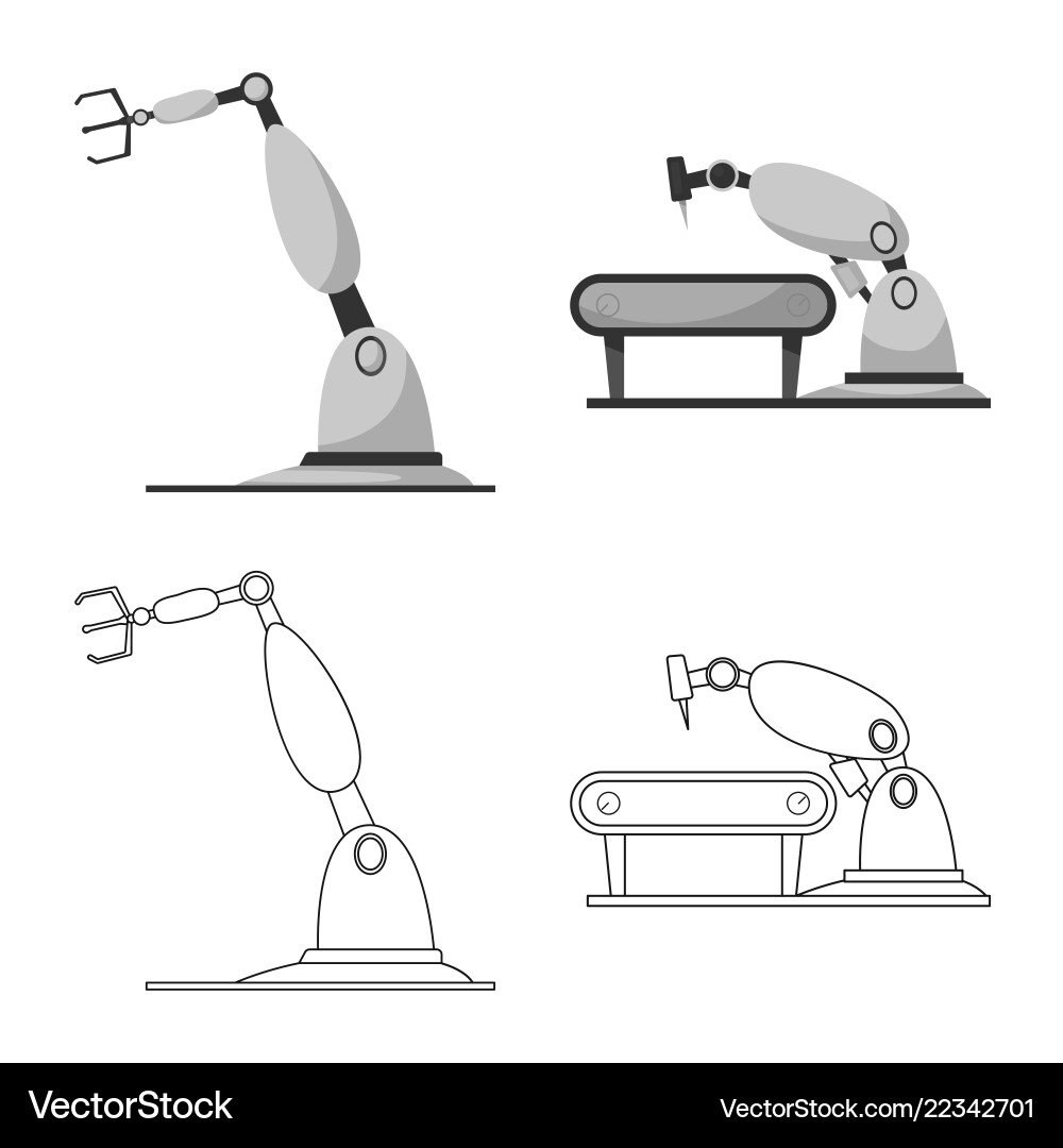 Design of robot and factory icon set Vector Image