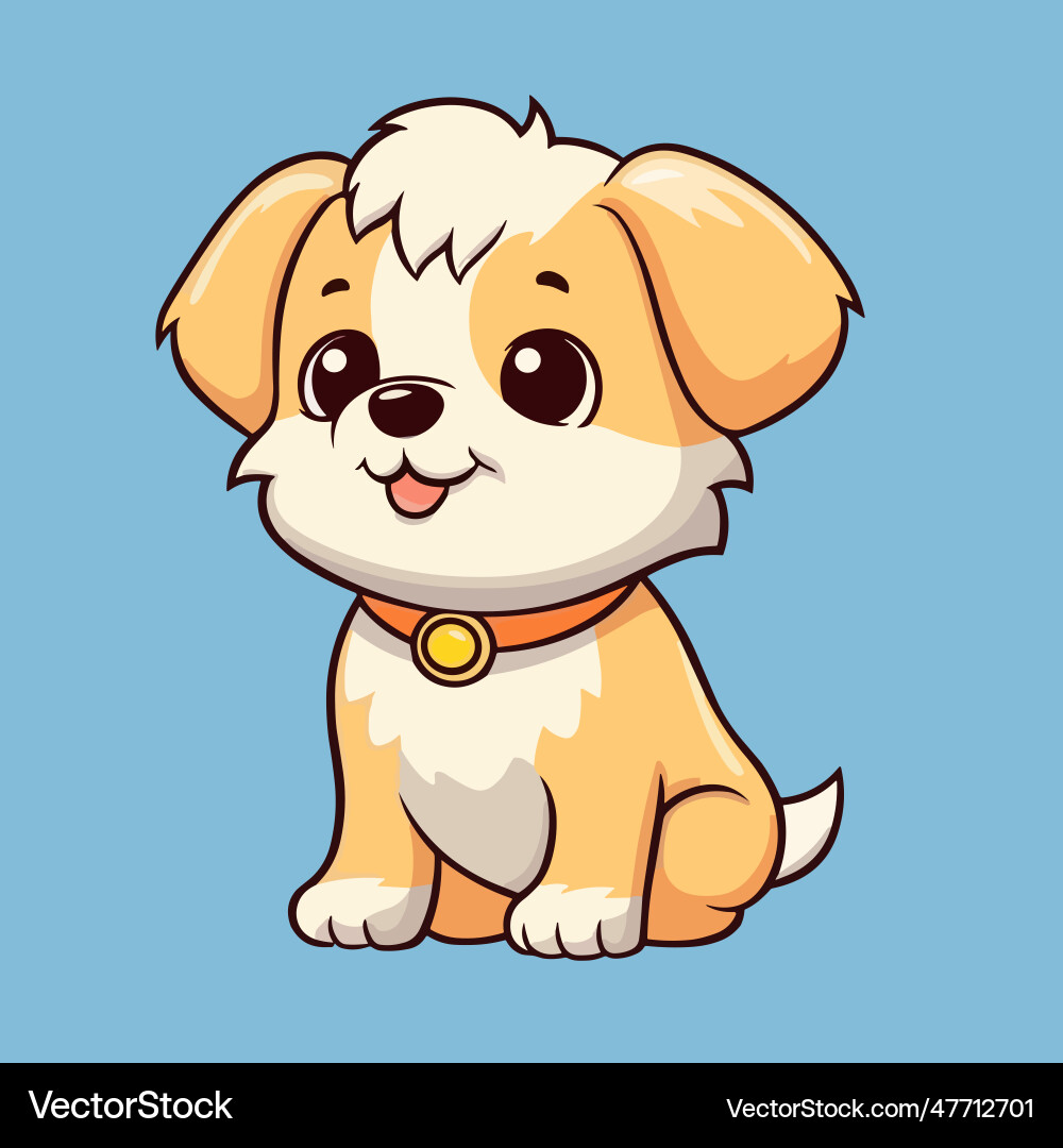 Fluffy puppy cute cartoon dog Fluffy puppy cute cartoon dog vector image