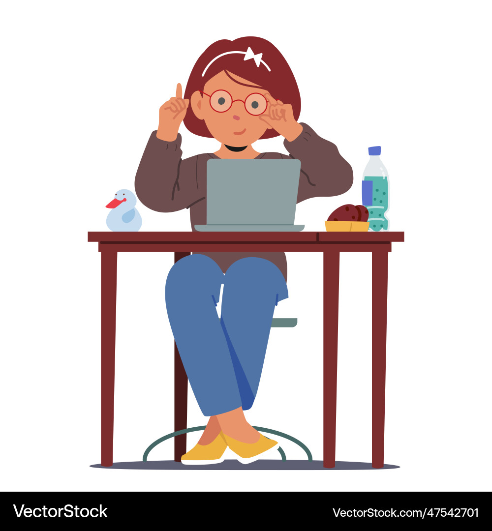 Focused young student girl character wearing Focused young student girl character wearing vector image