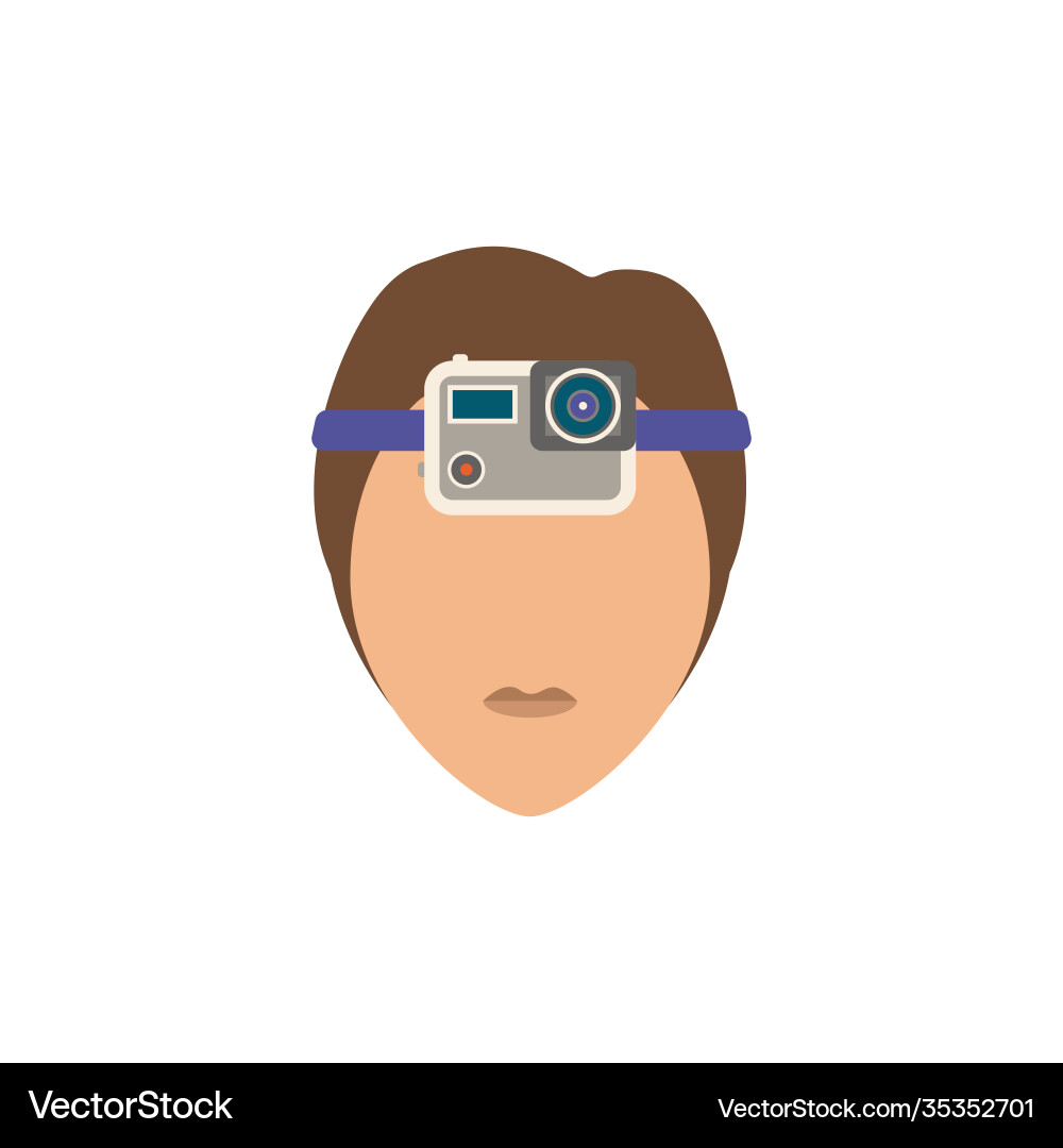 Head camera flat icon color simple element from vector image