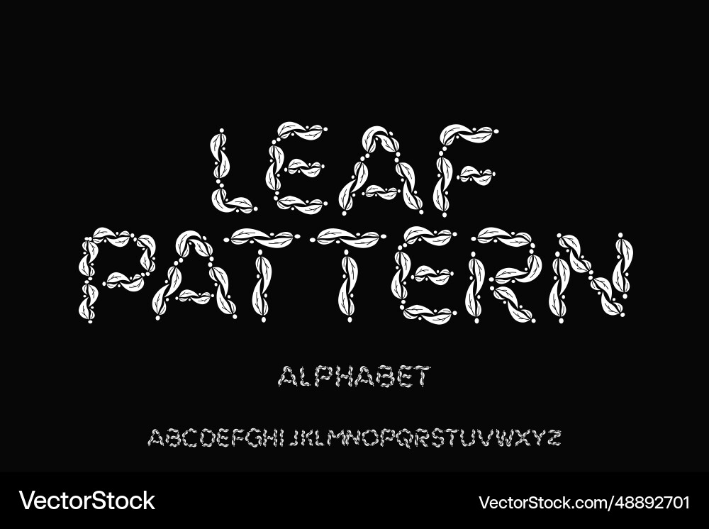 Leaf pattern alphabet design suitable Vector Image