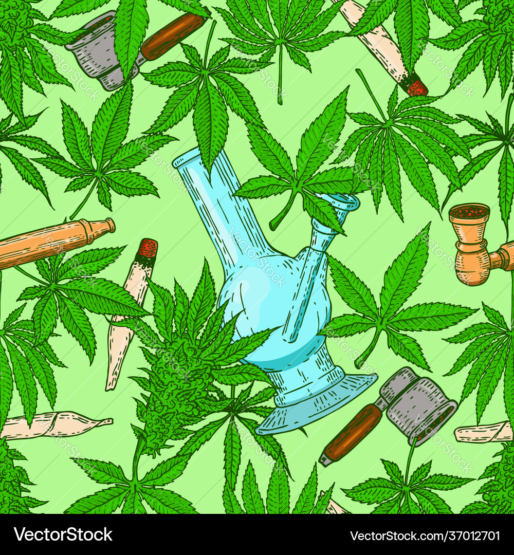Nahtloses Muster mit Marihuana Blättern Nahtloses Muster mit Marihuana Blättern vektorbild