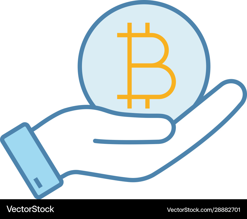 Open hand with bitcoin coin color icon – Royalty-Free Vector | VectorStock