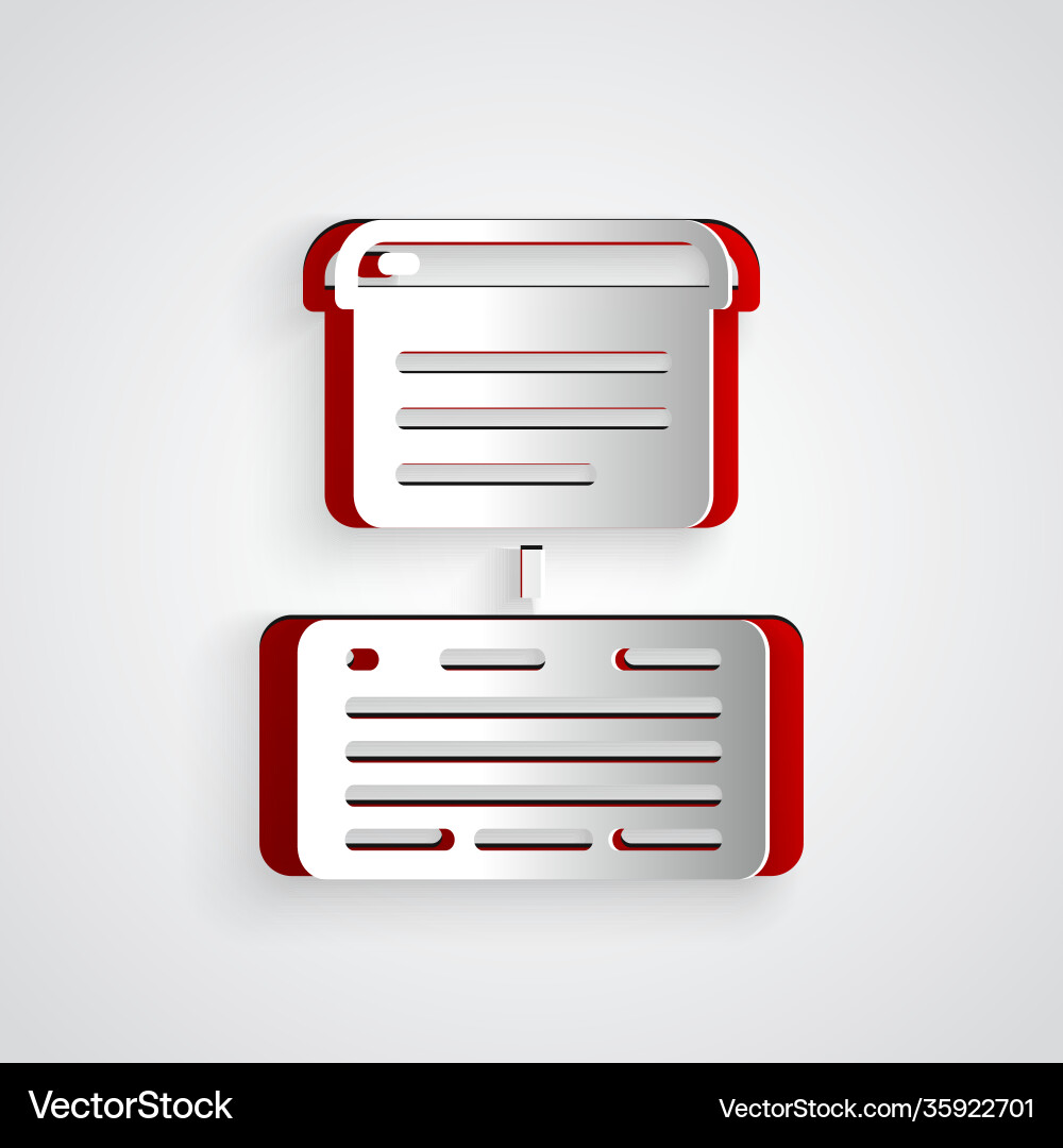 Paper cut server data web hosting icon isolated Paper cut server data web hosting icon isolated vector image