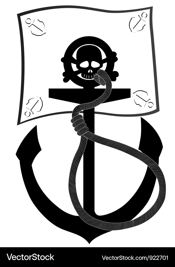 Pirate Skull and Anchor Flag vector image