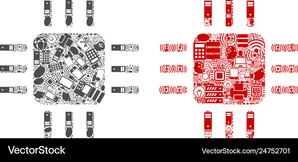 Processor mosaic icons for bigdata Processor mosaic icons for bigdata vector image