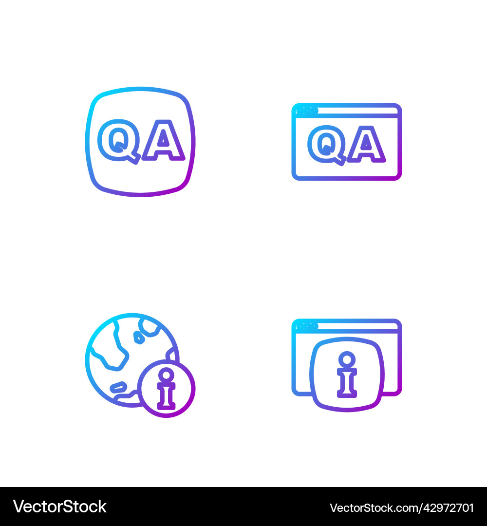 Set line monitor with faq information Vector Image