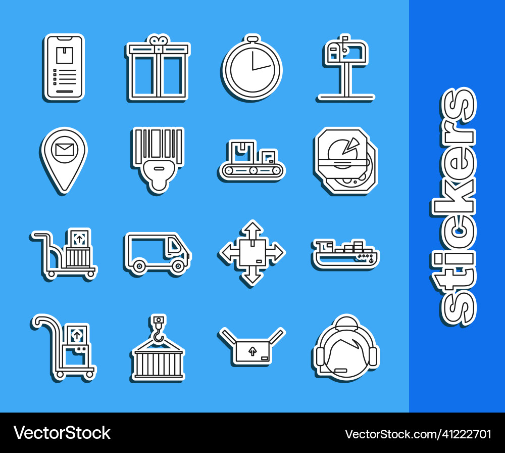 Set line support operator in touch pizza Set line support operator in touch pizza vector image