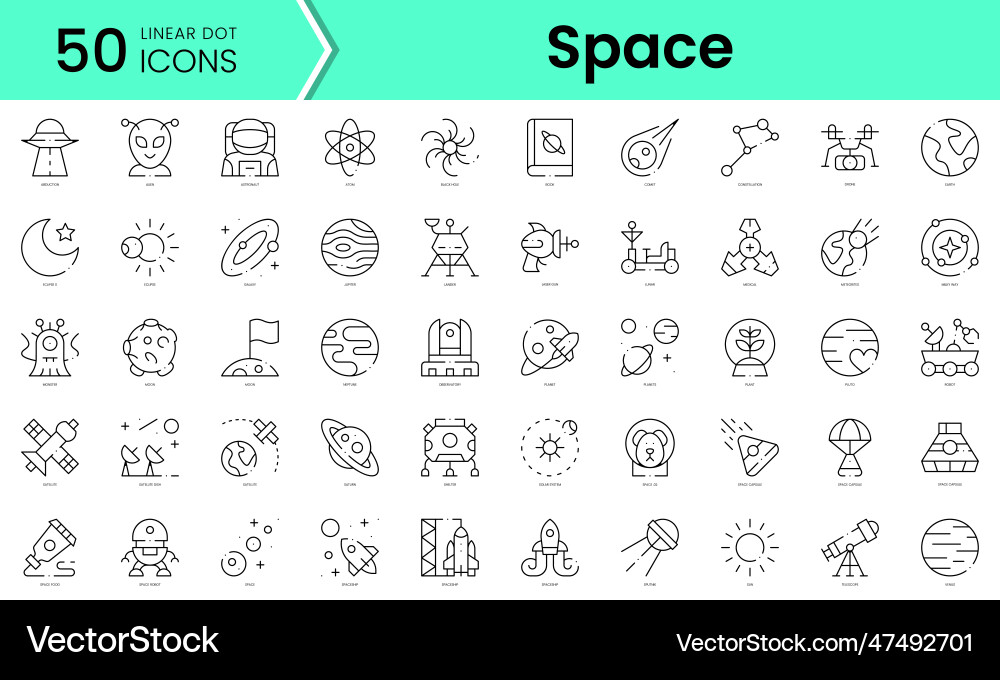 Set of space icons line art style bundle Vector Image