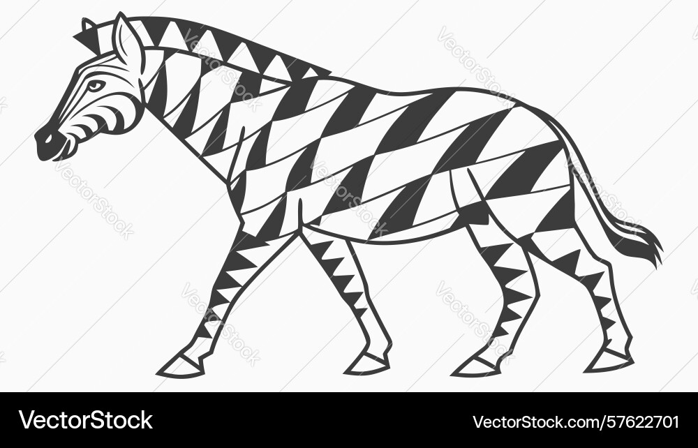 Stylized zebra with geometric pattern design Vector Image