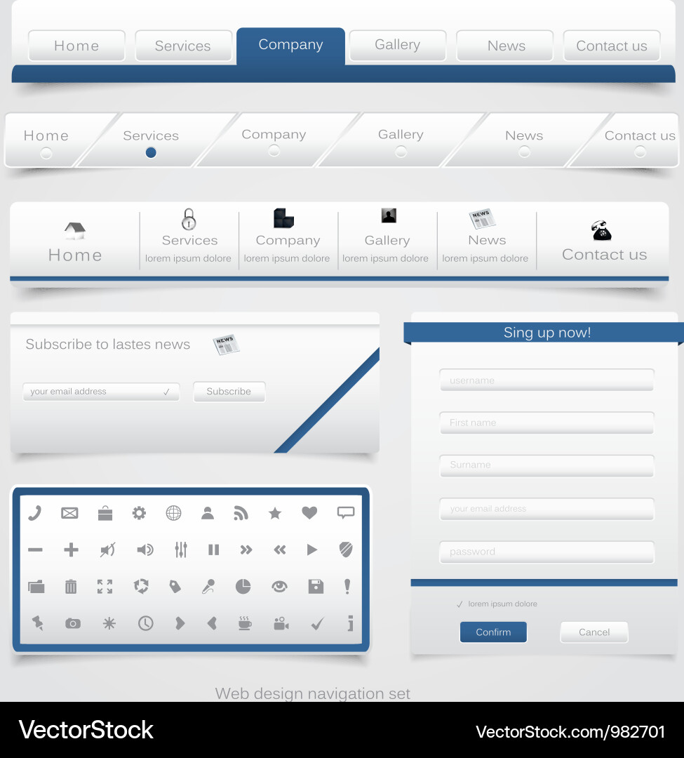 Website Menu Pack - Modern Navigation vector image