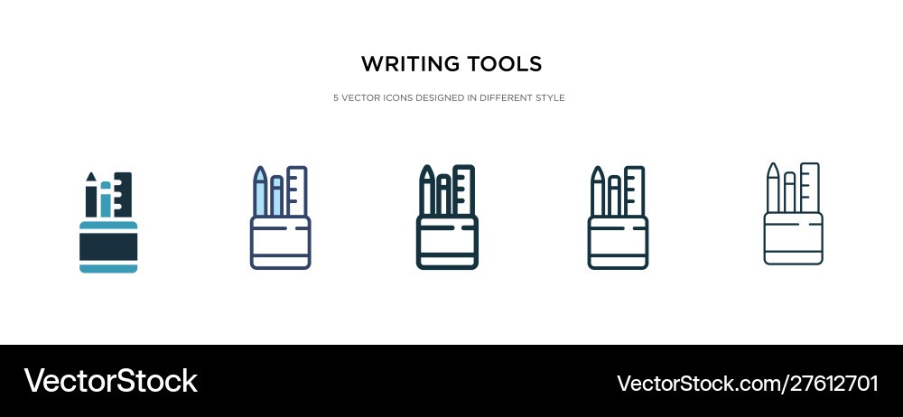 Writing tools icon in different style two Writing tools icon in different style two vector image