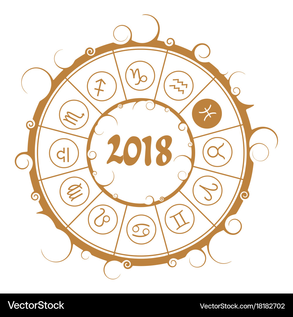Astrology symbols in circle pisces sign Vector Image