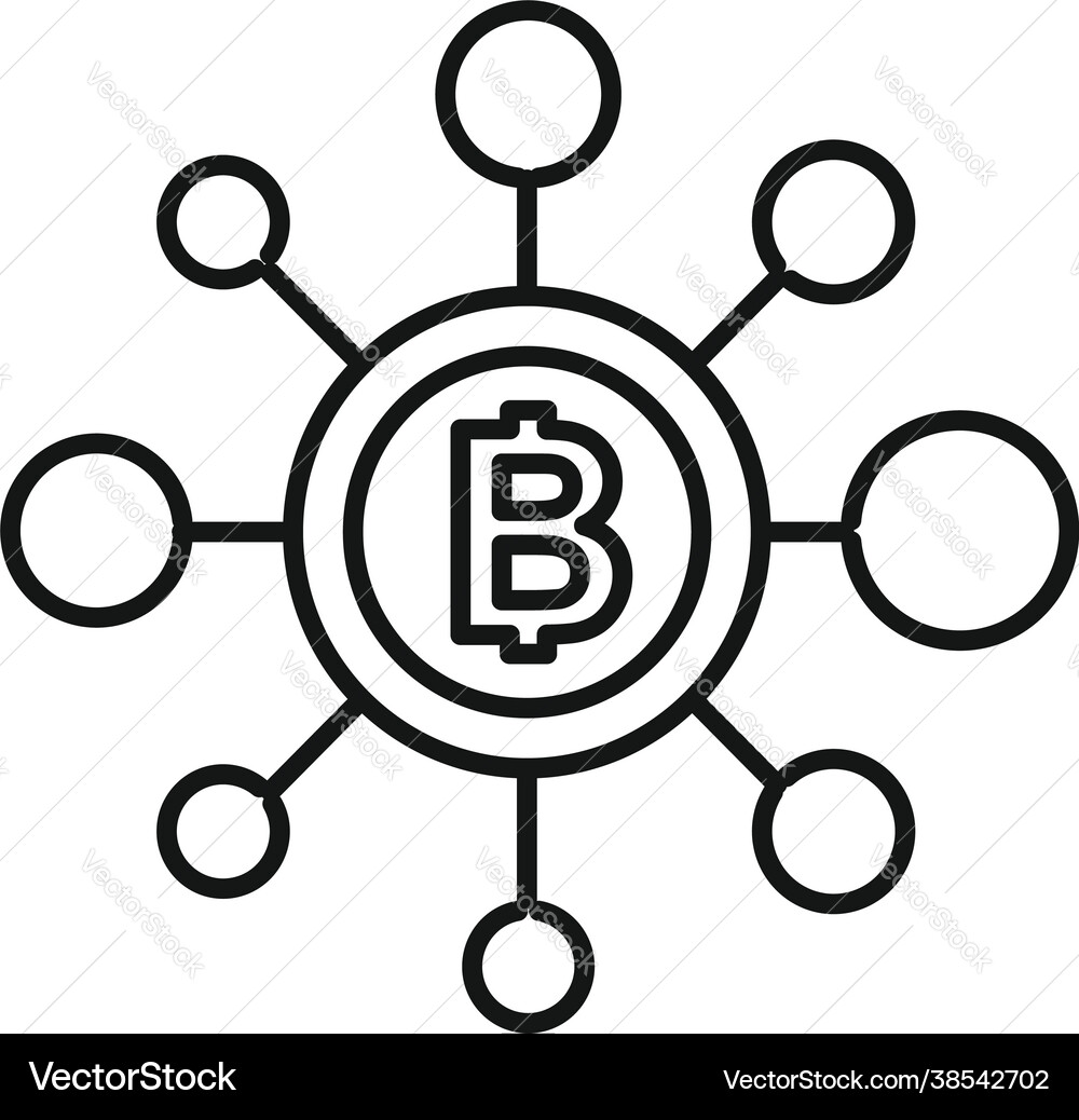 Bitcoin scheme icon outline graph currency vector image
