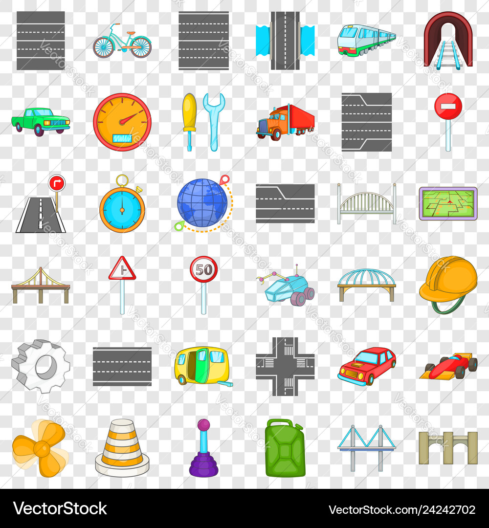 Brücke unter Tunnel Icons setzen Cartoon Stil Brücke unter Tunnel Icons setzen Cartoon Stil vektorbild