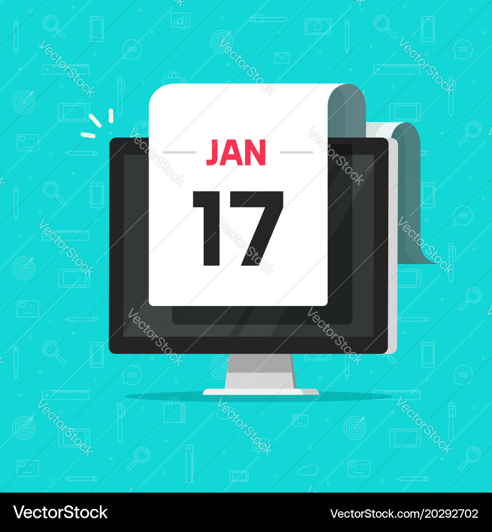 Calendar date on computer screen Vector Image