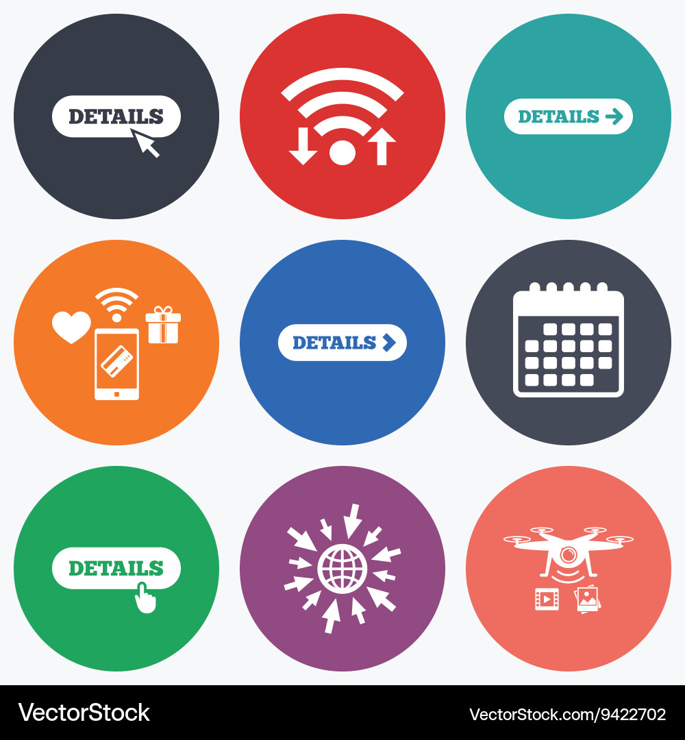 Details with arrow more symbol and cursor vector image