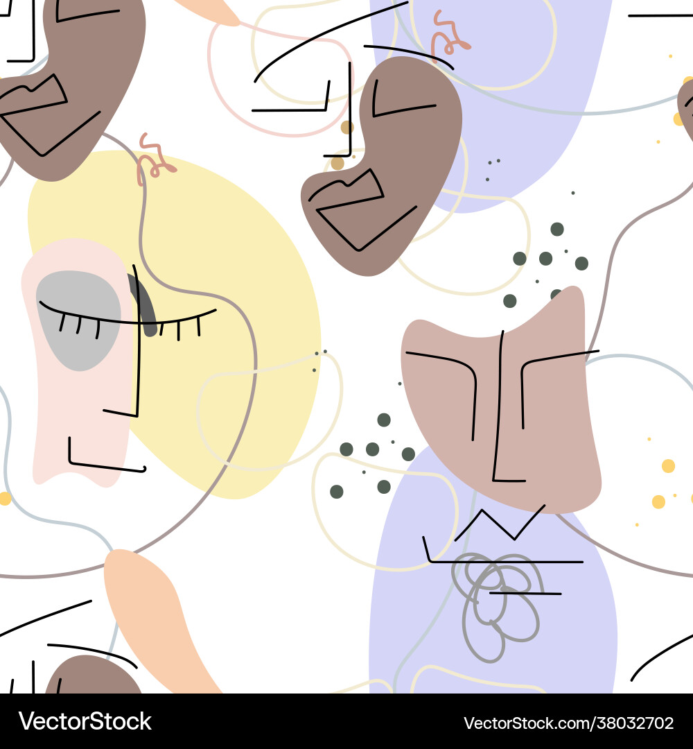Face line pattern abstract drawing seamless print Face line pattern abstract drawing seamless print vector image