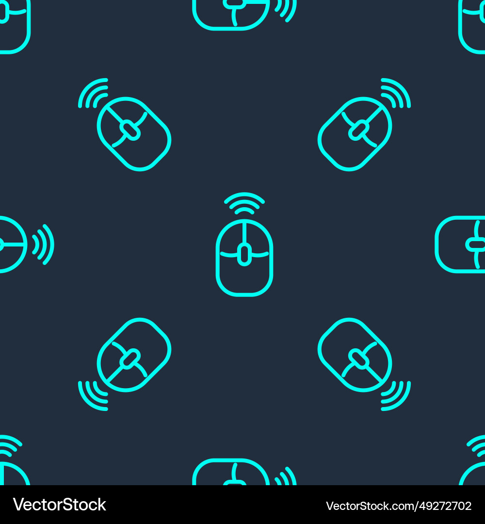 Green line wireless computer mouse icon isolated vector image
