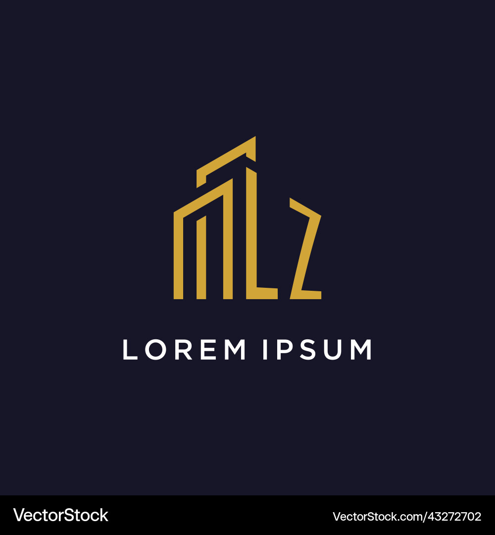 Lz initial monogram with building logo design vector image
