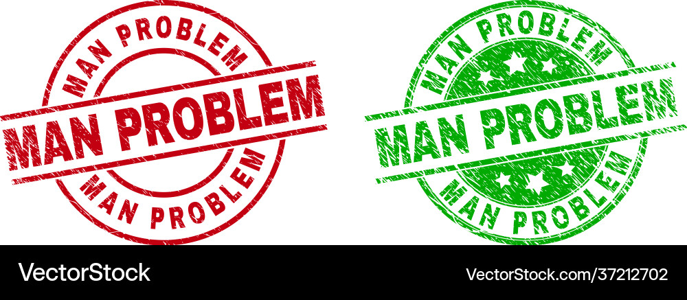 Man problem round stamp seals using unclean style Man problem round stamp seals using unclean style vector image