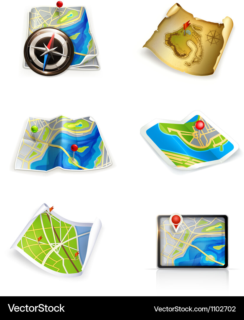 Navigation Map Icons Set vector image
