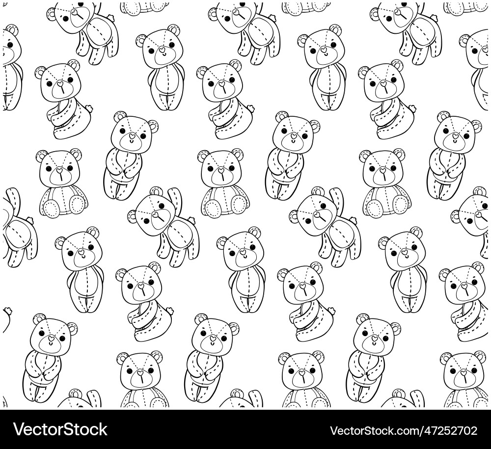 Pattern seamless background cute classic teddy Vector Image
