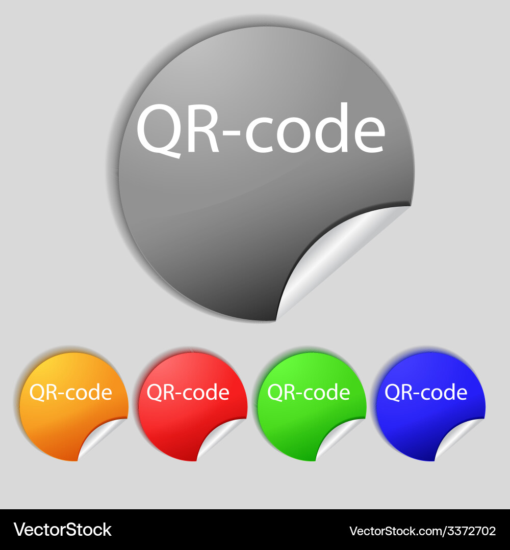 Qr-code sign icon scan code symbol set of colored vector image