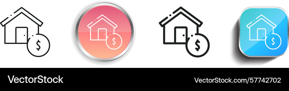 Real estate icon thin linear regular and button Real estate icon thin linear regular and button vector image