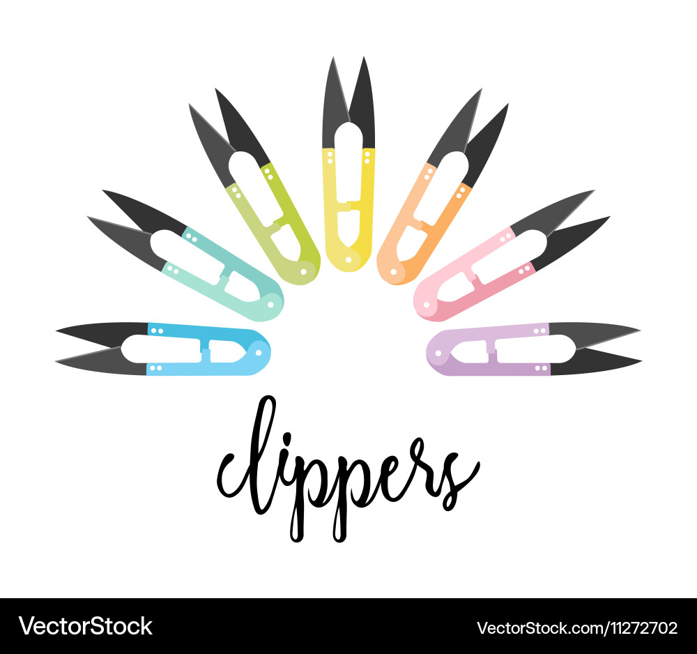 Set of colored scissors arranged in a semicircle Vector Image