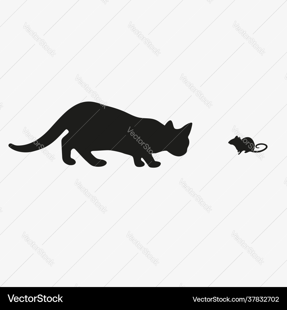 Silhouette black cat running after mice – Royalty-Free Vector | VectorStock, image size:1000x1080