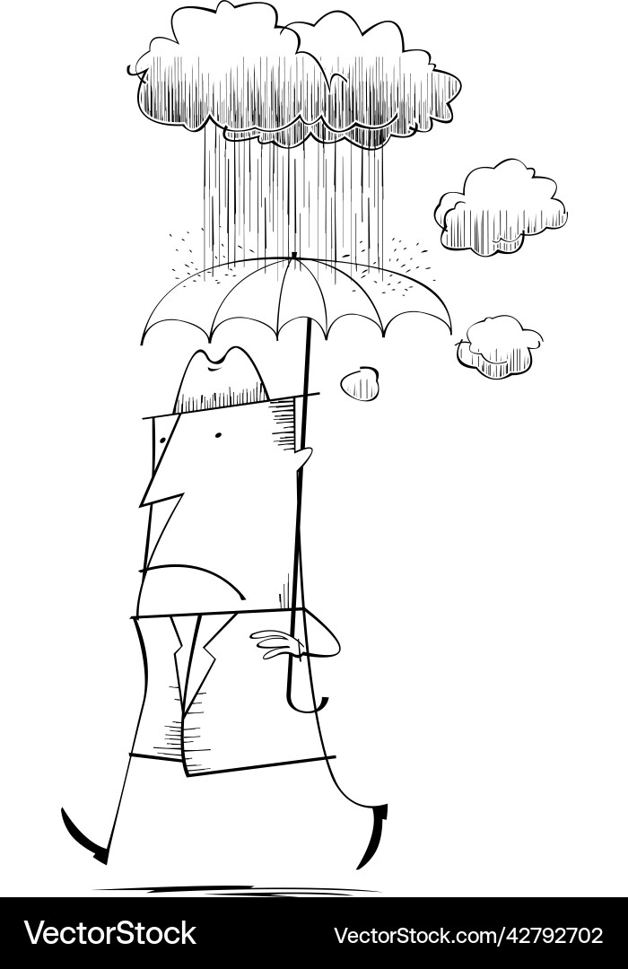 Umbrella man depressed by his own rainy thoughts Vector Image