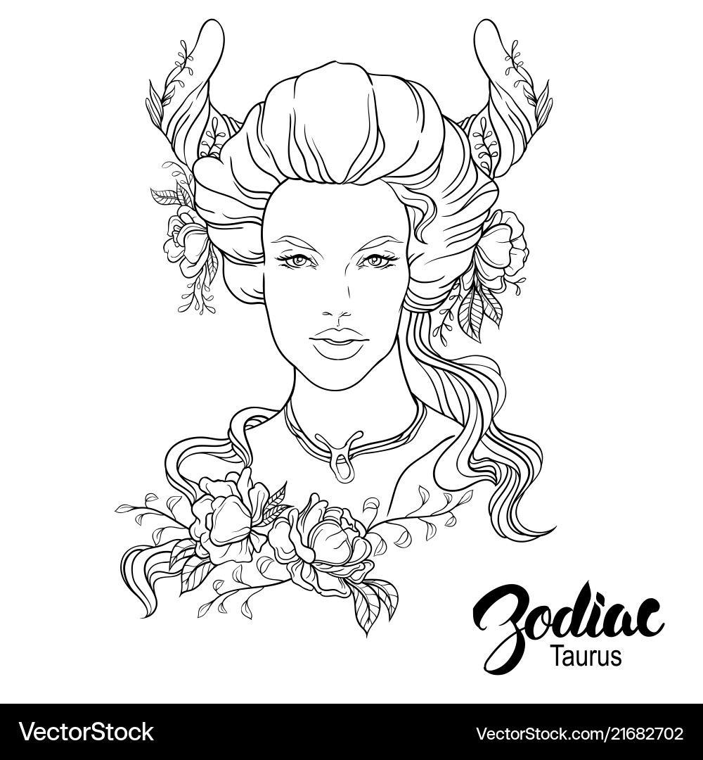 Zodiac taurus as girl Zodiac taurus as girl vector image
