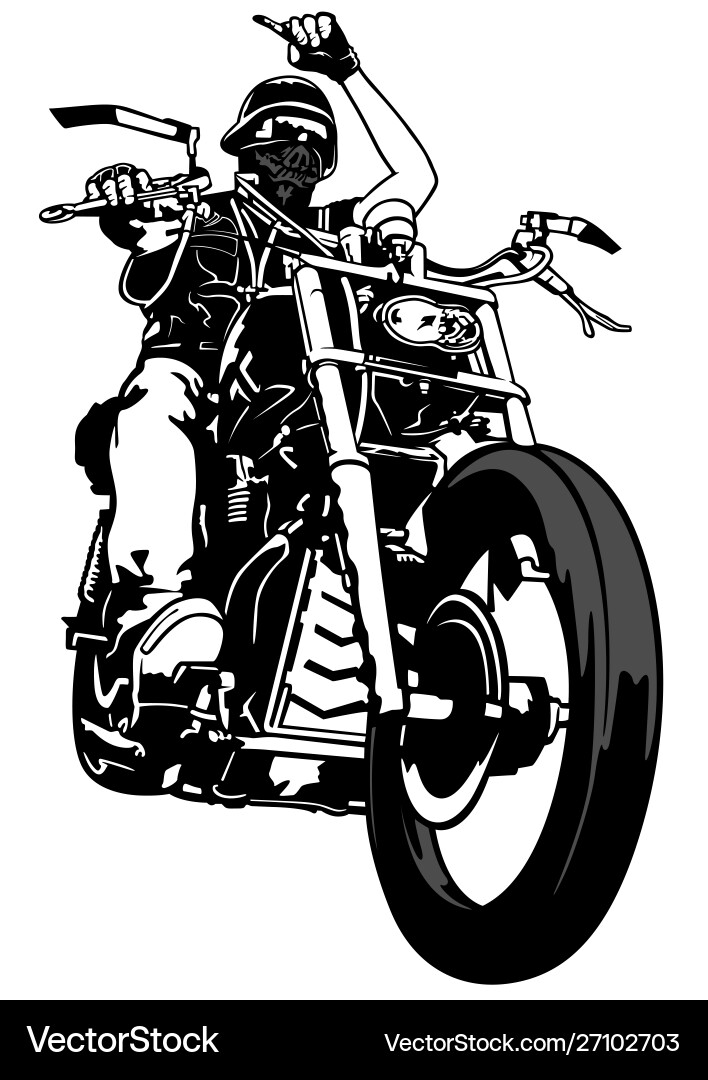 Black and White Motorcycle Rider Vector Image