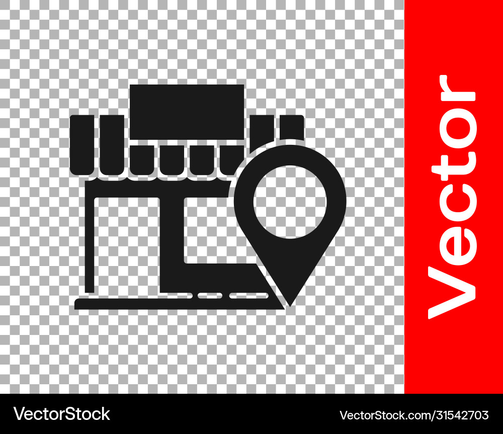 Black location with store icon isolated Vector Image