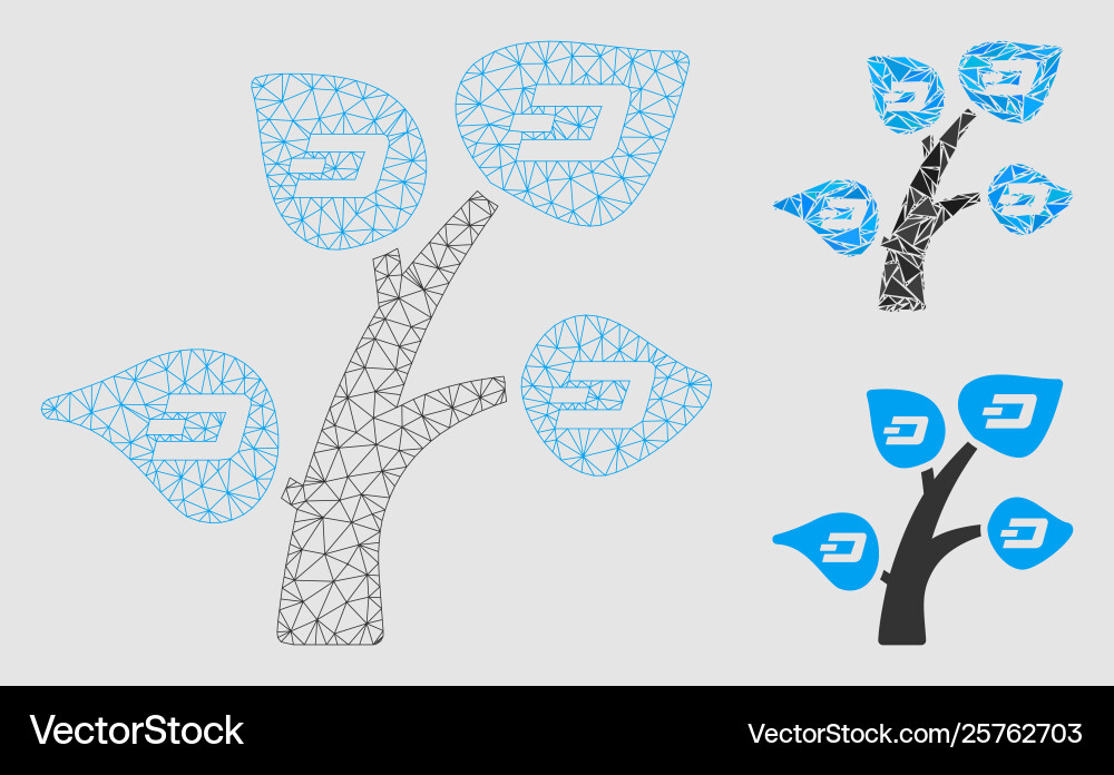 Dash tree mesh network model and triangle Dash tree mesh network model and triangle Vector Image