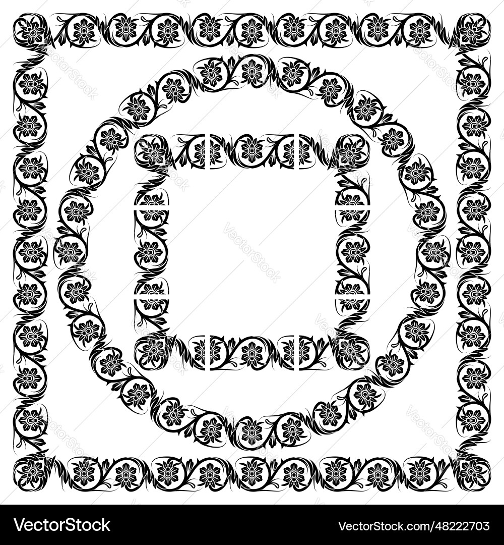 Floral pattern set for creating frames and border Floral pattern set for creating frames and border Vector Image