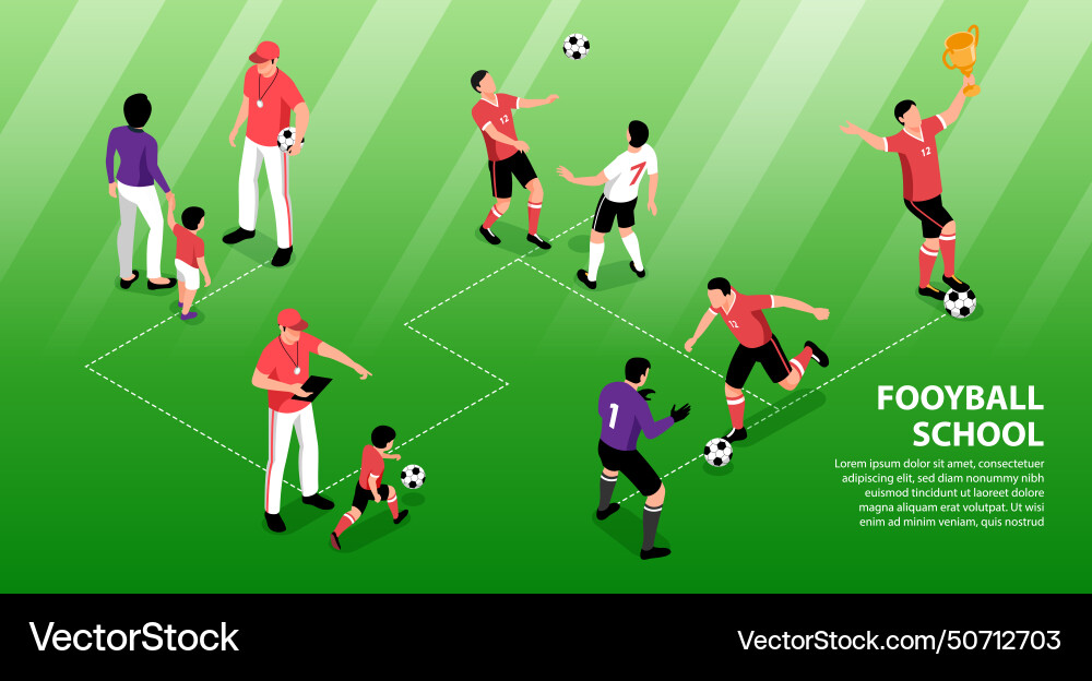 Fußballschule isometrische Infografiken Fußballschule isometrische Infografiken vektorbild