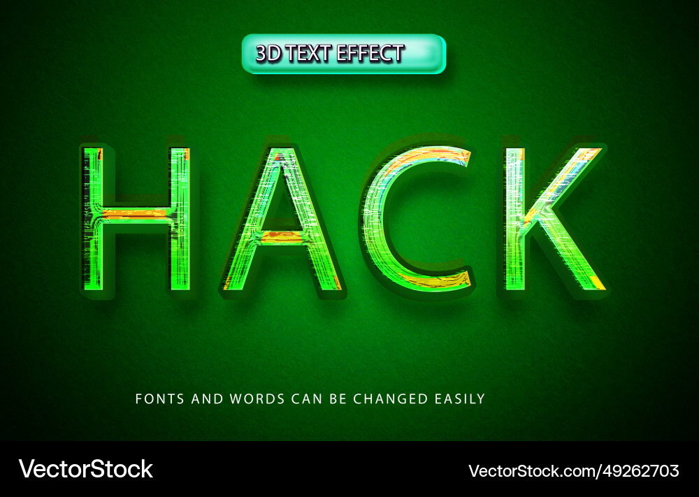 Hack-Computer 3d editierbare Texteffekt Stil Vektorbild