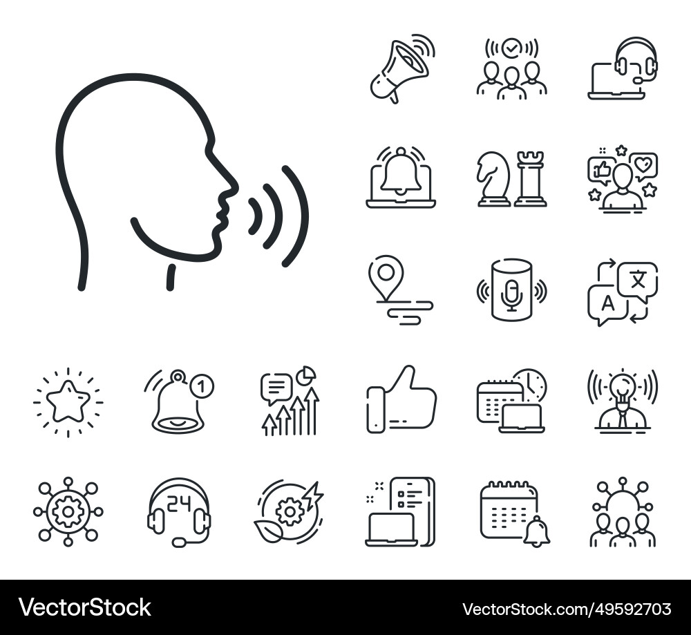 Human sing line icon talk sign place location Human sing line icon talk sign place location vector image