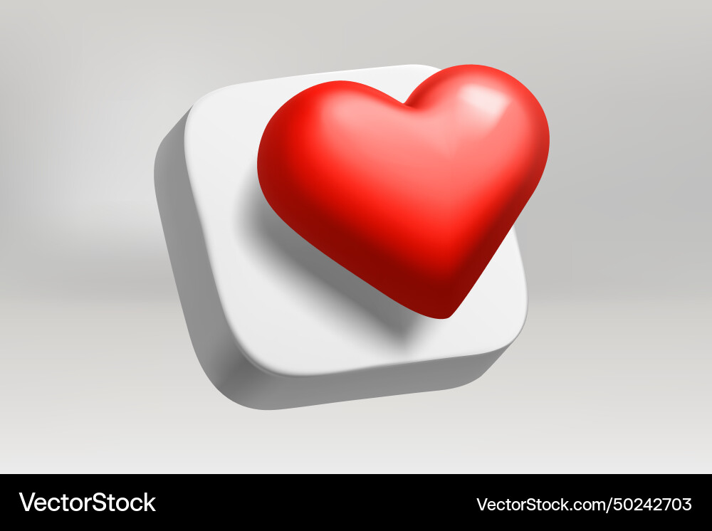 Internet application button with red heart vector image