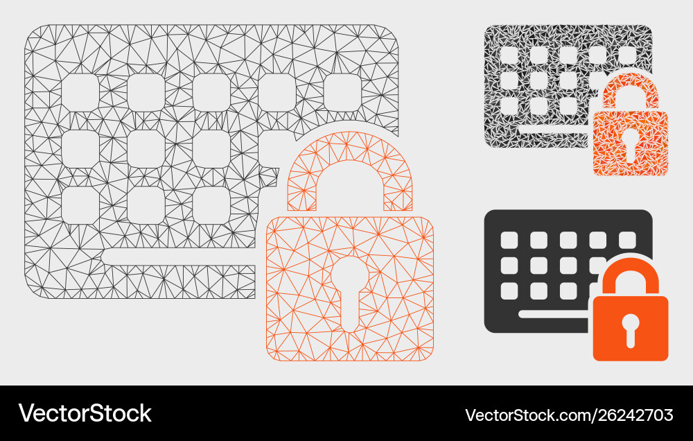 Keypad locked mesh 2d model and triangle Keypad locked mesh 2d model and triangle Vector Image