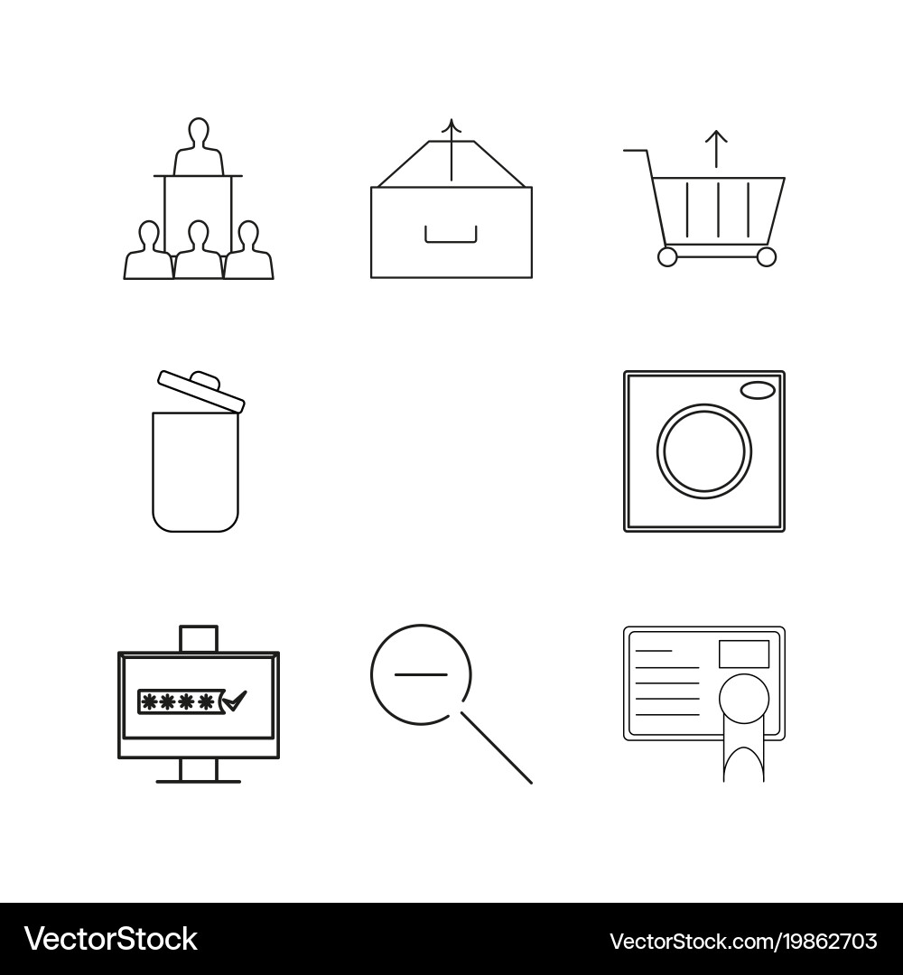 Office linear icon set simple outline icons vector image