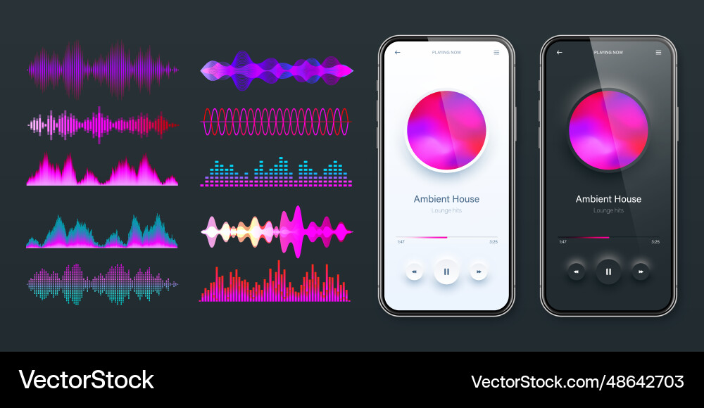 Online audio player user interface smartphone app Online audio player user interface smartphone app vector image