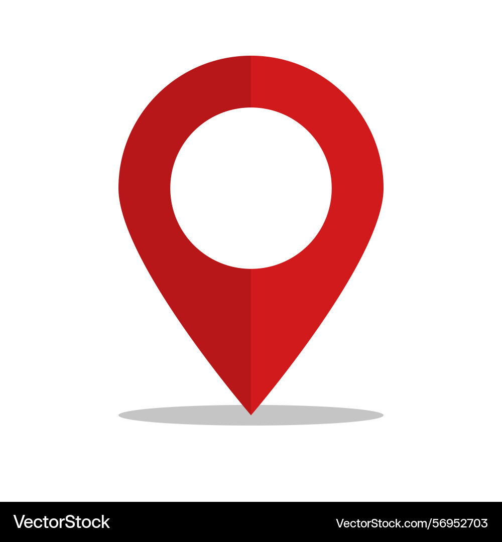 Red map pin and shadow icon of location Red map pin and shadow icon of location Vector Image
