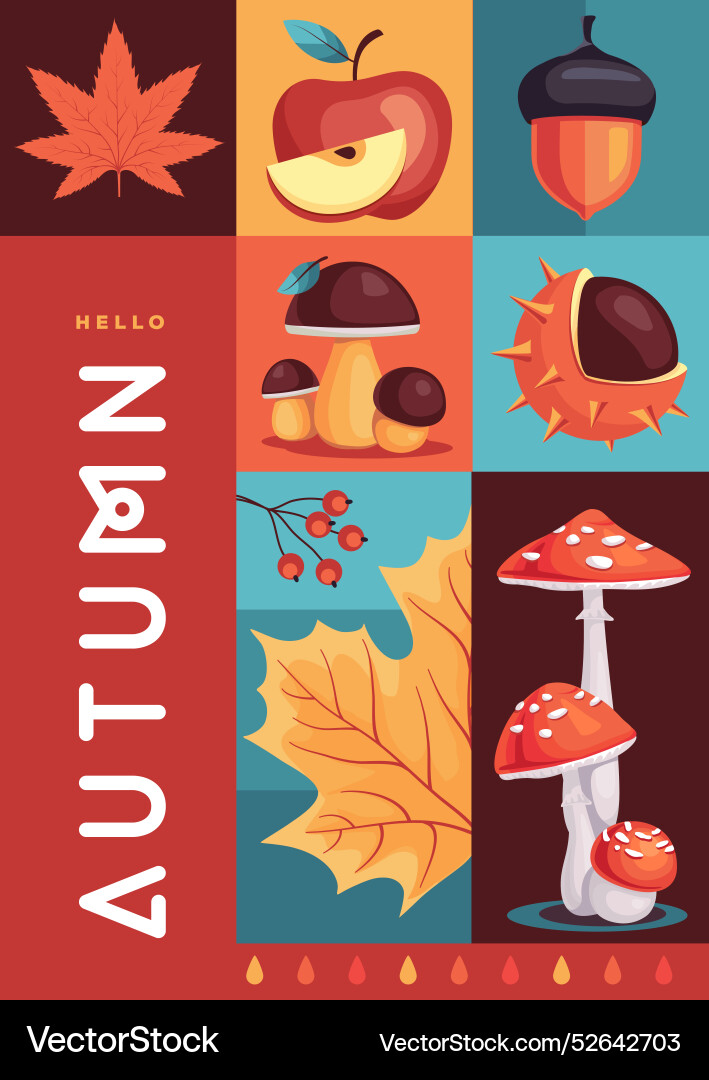 Retro flat autumn cover or party poster Retro flat autumn cover or party poster vector image