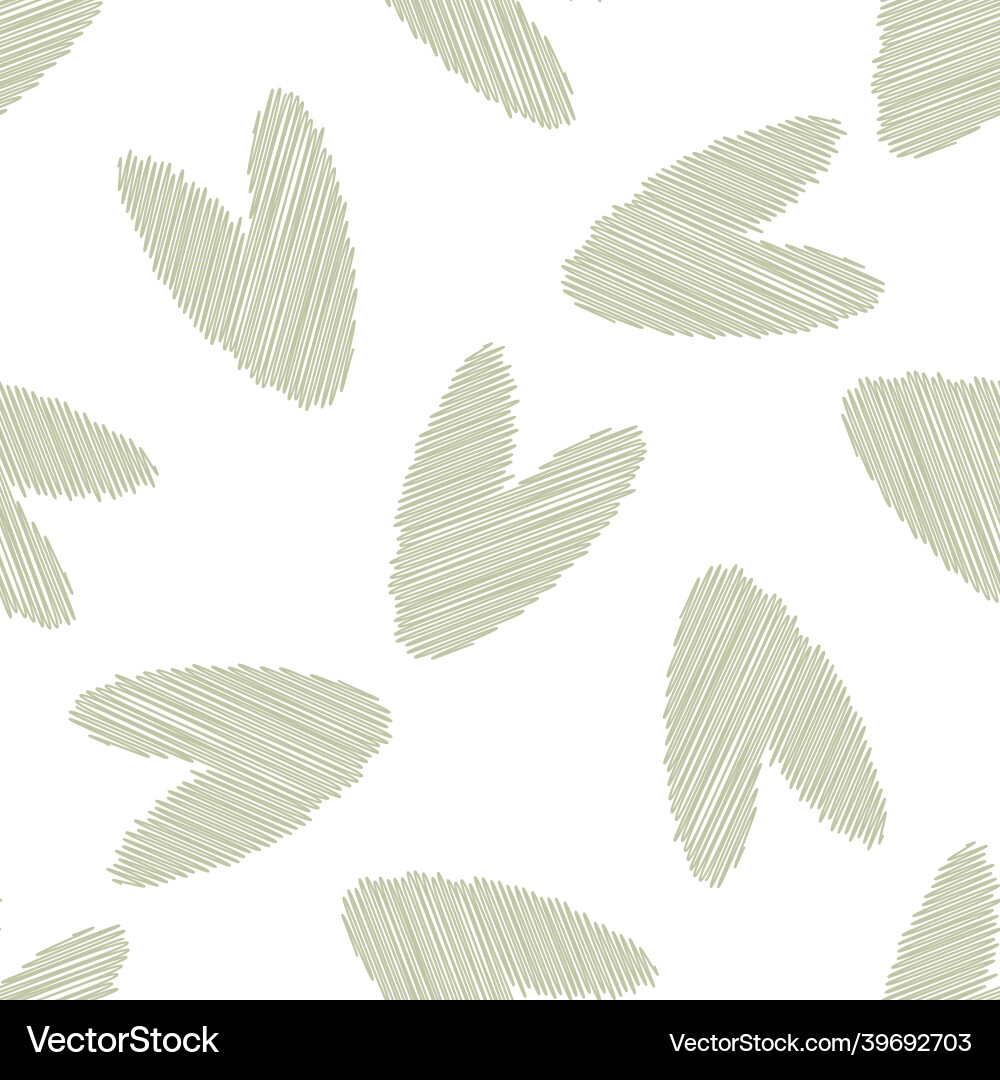 Scribbled heart seamless pattern background vector image