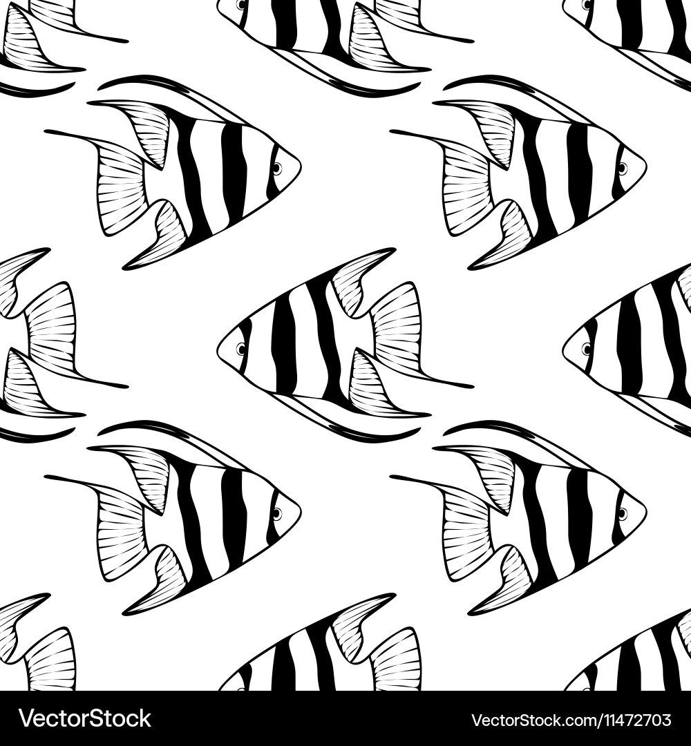 Seamless pattern with scalar fishes vector image