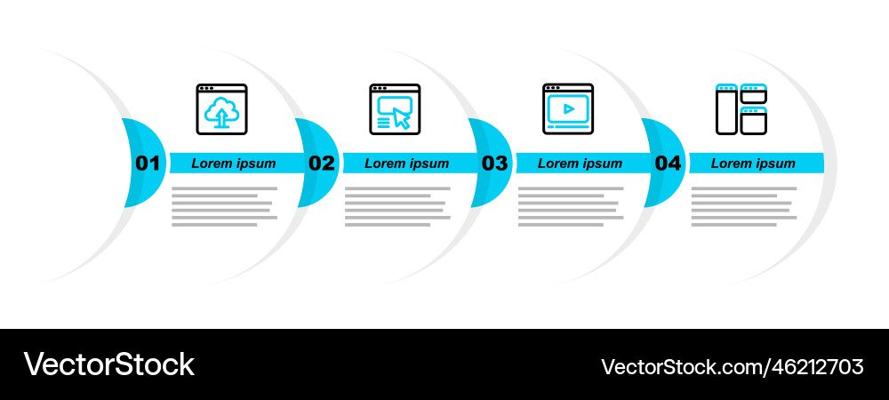 Set line browser window online play video ui Set line browser window online play video ui vector image