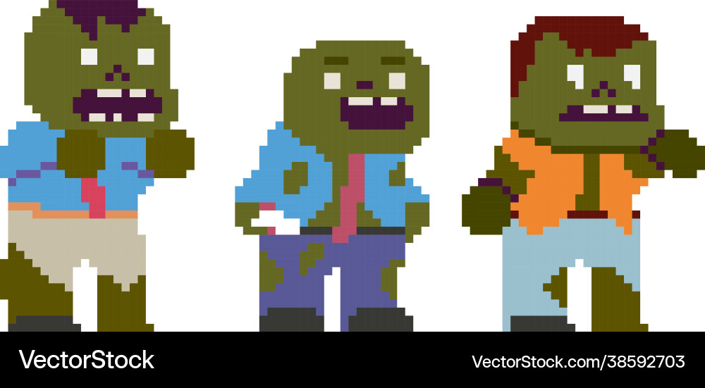 Set pixel characters in art style Set pixel characters in art style vector image
